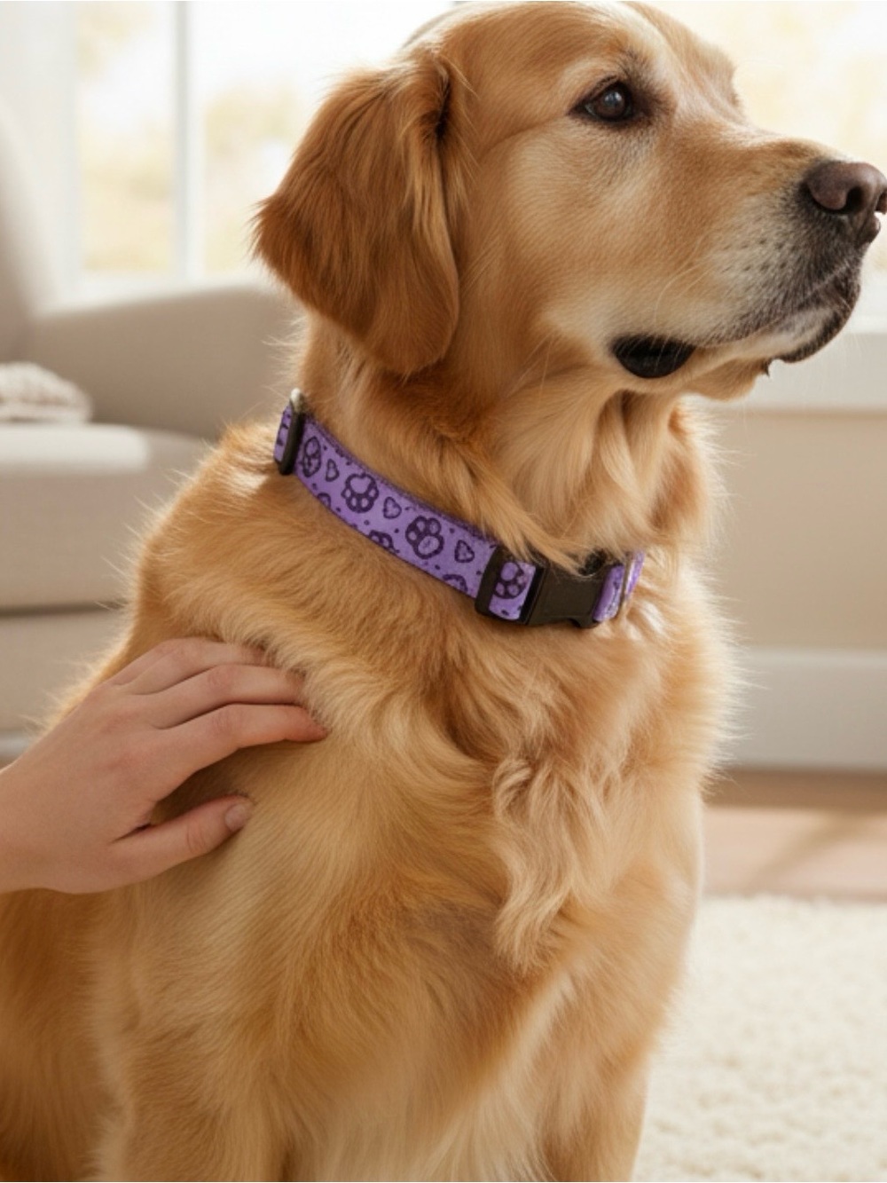 Top Paw Lavender Dog Collar with Paw Prints
